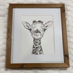 Framed Giraffe Sketch Art